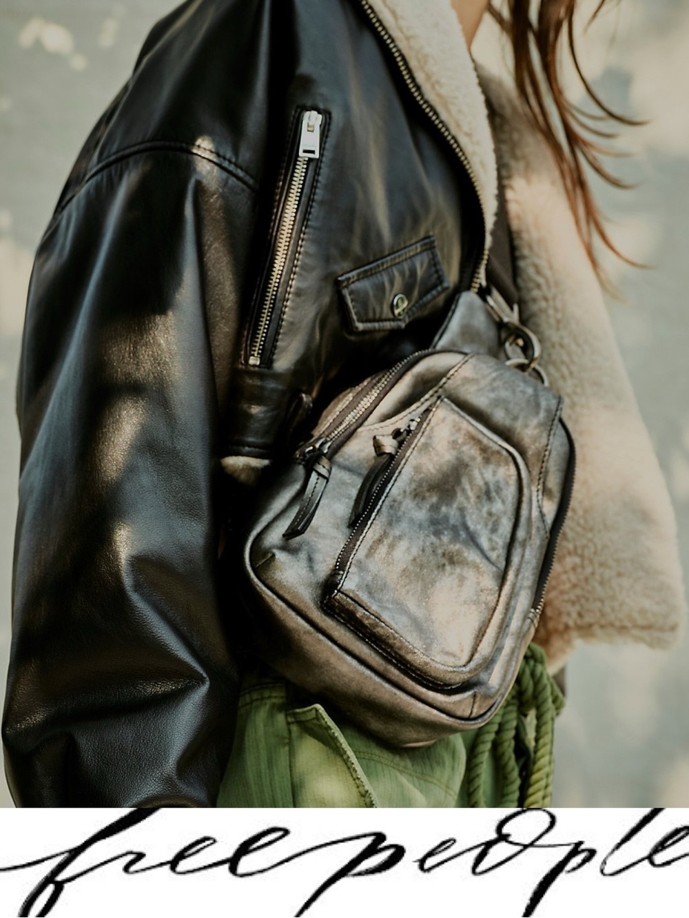 Free People Hudson Sling Bag in Gunmetal ❤️ NWOT Viral